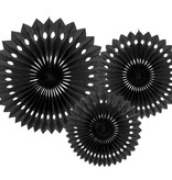 Papieren Waaiers Set Zwart 3-delig