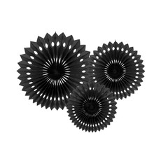 Papieren Waaiers Set Zwart 3-delig