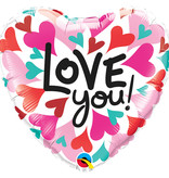 Folieballon Hartjes 'Love You!' - 45cm