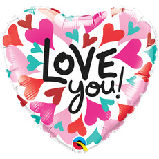 Folieballon Hartjes 'Love You!' - 45cm