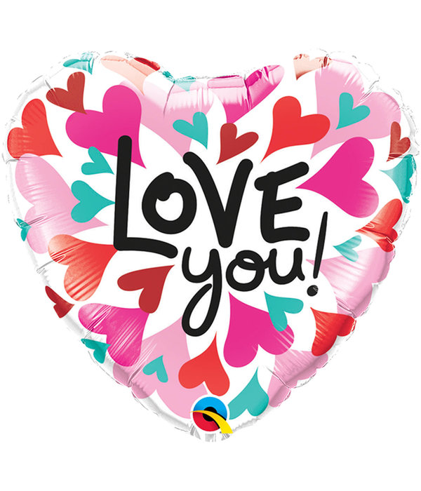 Folieballon Hartjes 'Love You!' - 45cm