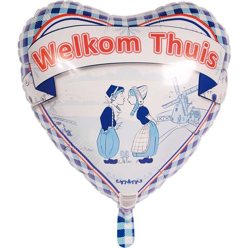 Folieballon Welkom Thuis Delfts Blauw - 45cm