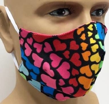 Mondkapje Hartjes Multikleur/Roze Herbruikbaar afbeelding