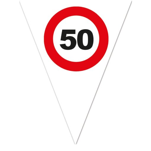 Vlaggenlijn Verkeersbord 50 Jaar Wit - 5 Meter