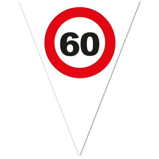 Vlaggenlijn Verkeersbord 60 Jaar Wit - 5 Meter