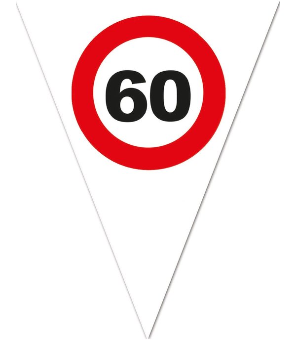Vlaggenlijn Verkeersbord 60 Jaar Wit - 5 Meter