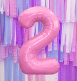Folieballon cijfer 2 roze 86cm