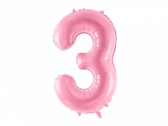 Folieballon cijfer 3 roze 86cm afbeelding