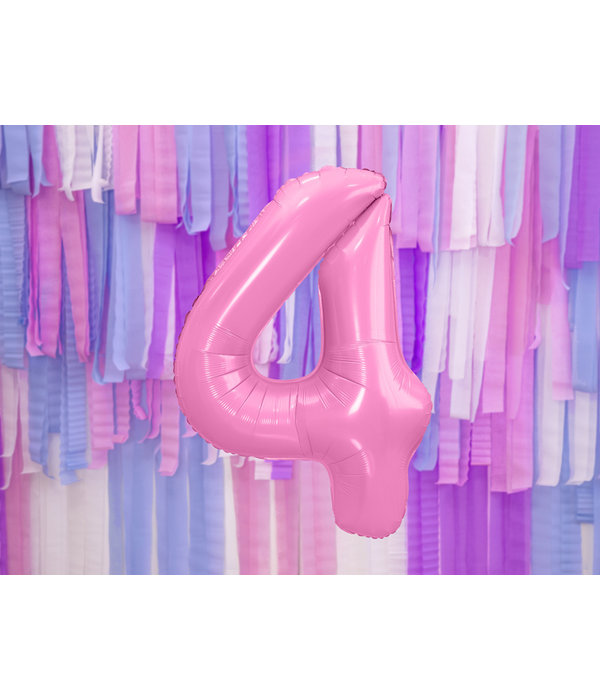 Folieballon cijfer 4 roze 86cm