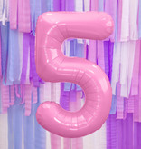 Folieballon cijfer 5 roze 86cm