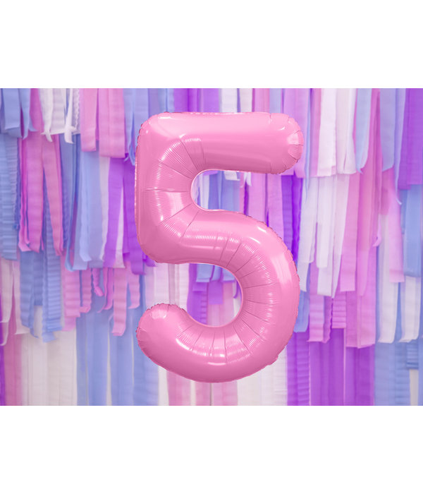 Folieballon cijfer 5 roze 86cm