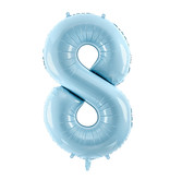 Folieballon cijfer 8 lichtblauw 86cm