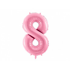 Folieballon cijfer 8 roze 86cm