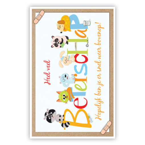 Wenskaart Beterschap Diertjes