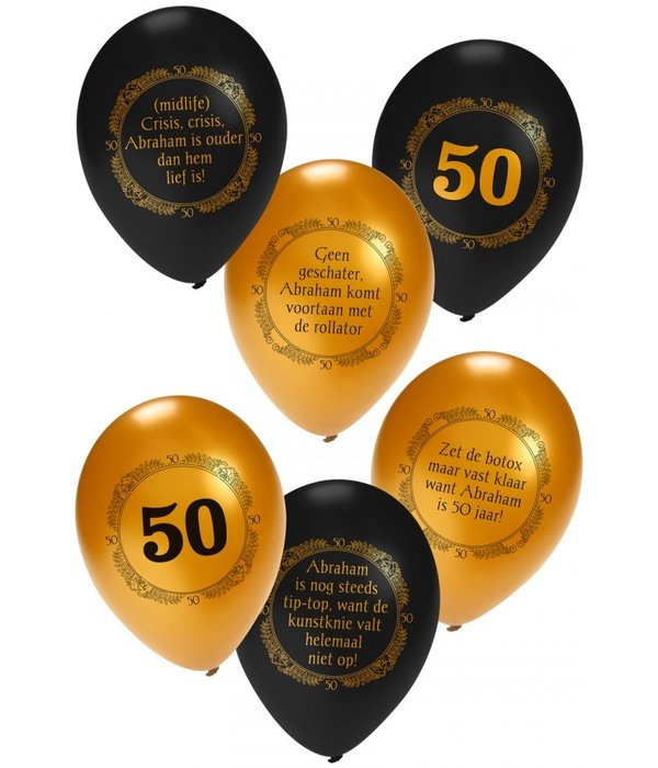 Ballonnen Abraham Zwart/Goud - 6 stuks