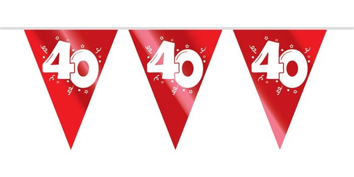 Vlaggenlijn 40 Jaar Robijn Rood - 10 Meter afbeelding