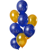 Ballonnen Set 60 Jaar Blauw Goud Premium - 12 Stuks