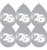 Ballonnen '25' Zilver - 6 stuks