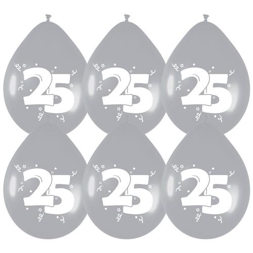 Ballonnen &apos;25&apos; Zilver - 6 stuks afbeelding