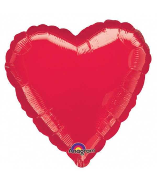 Hartjes Ballon Folie Metallic Rood - 43cm
