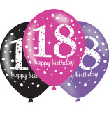 Ballonnen 18 Jaar Happy Birthday Pink, Paars En Zwart