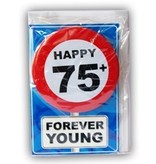 Happy Age Kaart Button - 75 Jaar