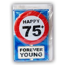 Happy Age Kaart Button 75 Jaar