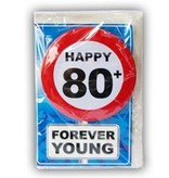 Happy Age Kaart Button - 80 Jaar