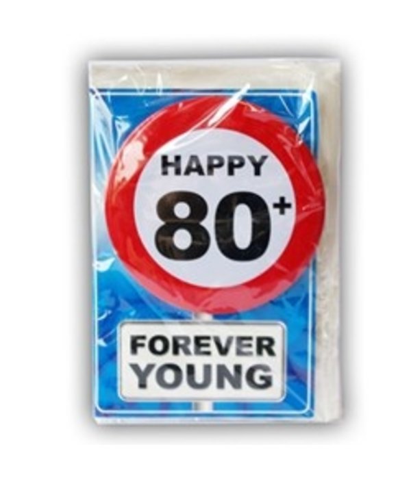 Happy Age Kaart Button - 80 Jaar