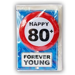 Happy Age Kaart Button 80 Jaar