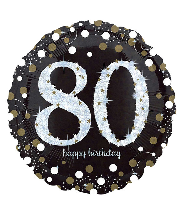 Folieballon 80 Jaar Happy Birthday Zilver 43cm