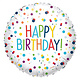 Folieballon Confetti Print Happy Birthday Wit - 45cm