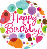 Folieballon Happy Birthday Dots - 45cm