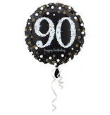Folieballon 90 Jaar Happy Birthday Sparkling Gold 43cm