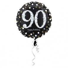 Folieballon 90 Jaar Happy Birthday Sparkling Gold 43cm