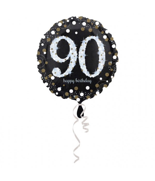 Folieballon 90 Jaar Happy Birthday Sparkling Gold 43cm