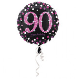 Folieballon 90 Jaar Happy Birthday Pink 43cm