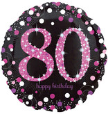 Folieballon 80 Jaar Happy Birthday Pink 43cm
