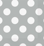 Servetten Gestippeld Zilver/Wit - 16 Stuks