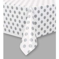 Tafelkleed Zilver Met Stippen  - 137x274cm