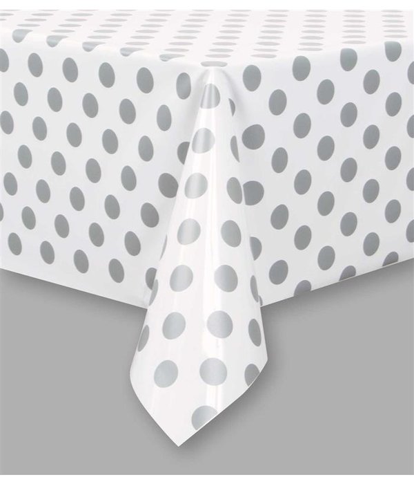 Tafelkleed Zilver Met Stippen  - 137x274cm