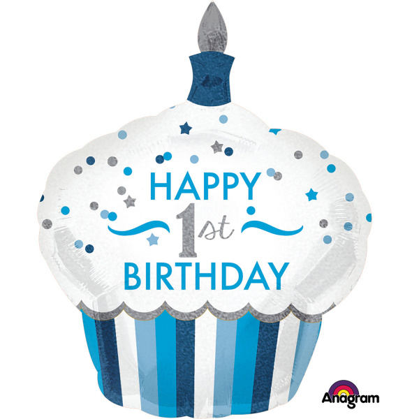 Folieballon groot Cupcake Birthday Boy 1 Jaar