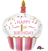 Folieballon groot Cupcake 1 Jaar Birthday Girl