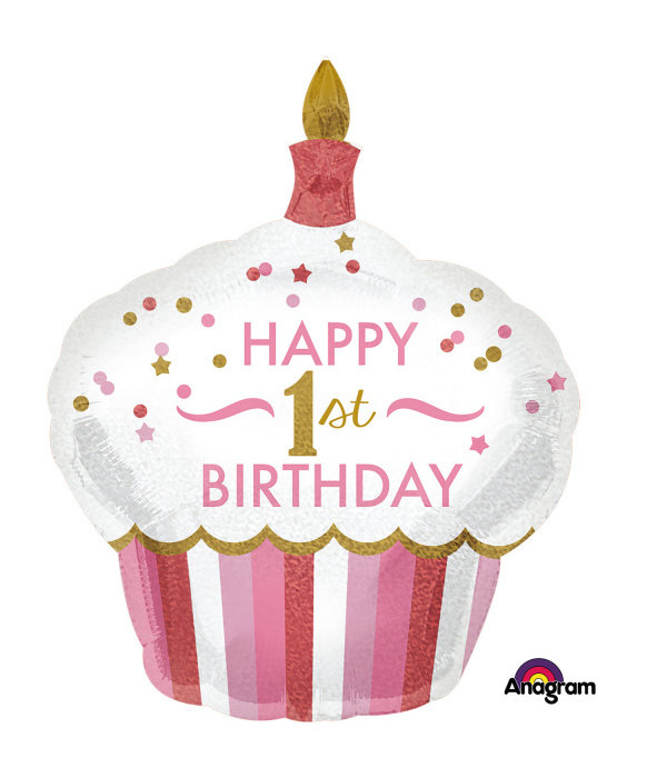 Folieballon groot Cupcake 1 Jaar Birthday Girl