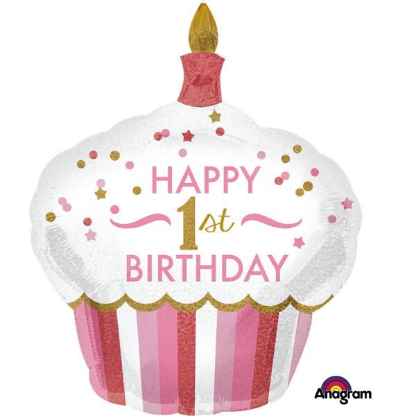 Folieballon groot Cupcake 1 Jaar Birthday Girl