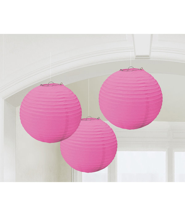 Lampionnen Set Donker Roze - 3 Stuks