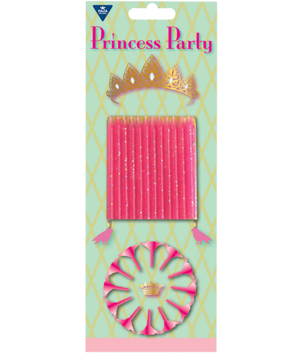 Roze Prinsessen Kaarsjes - 12 Stuks