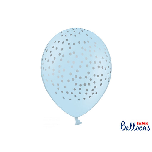Ballonnen Pastel Baby Blauw Stippen - 6 Stuks