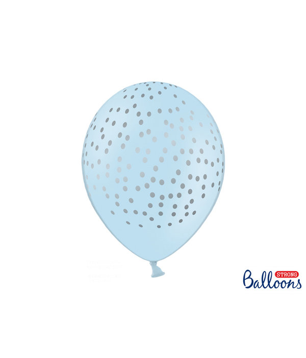Ballonnen Pastel Baby Blauw Stippen - 6 Stuks