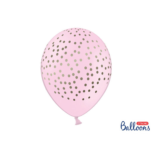 Ballonnen Pastel Licht Roze Stippen - 6 Stuks